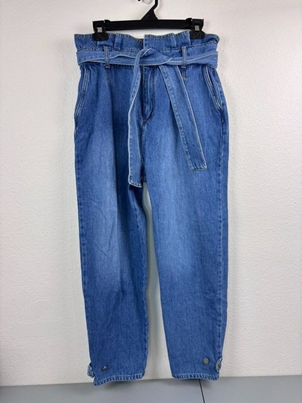 Boden women's 10 barrel leg denim jeans paper bag high waisted casual